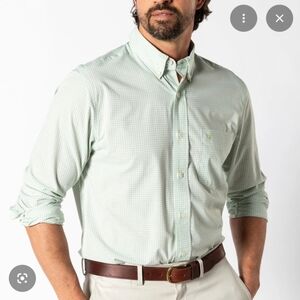 NWT Mens Duck Head Performance Poplin Sport Shirt | Mitchell Gingham| Pear Green
